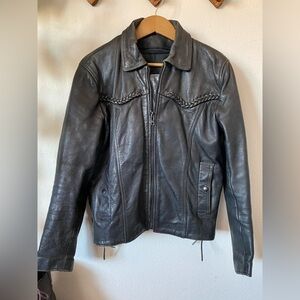 Vintage Route 66 Black Leather Biker Jacket Size 14 Women’s Leather Biker Jacket
